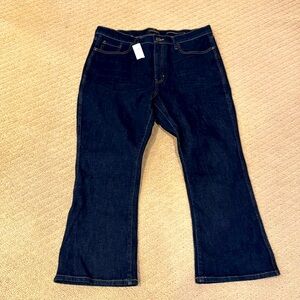 NWT high-rise crop bootcut jeans. Dark indigo wash.
